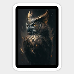 Owl Portrait Animal Nature Wildlife Dark Painting Wild Spirit Bird Sticker